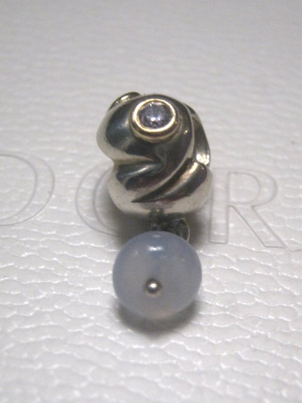 PANDORA - RARE - Two Tone - Blue Chalcedony Dangle & Lavender CZ - 90$